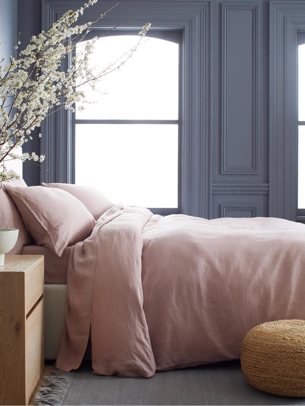 Soft Blush Linen Duvet Cover Set - Home Bedding quince king
